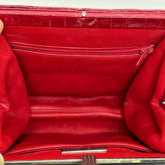Judith Leiber Red Alligator Crocodile Clutch Shoulder Bag VERY RARE - Picture 10 of 12